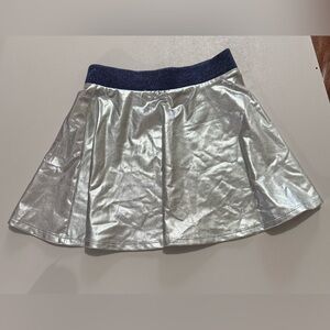 Girl's 365 Kids Shiny Silver Skirt with Blue Waistband